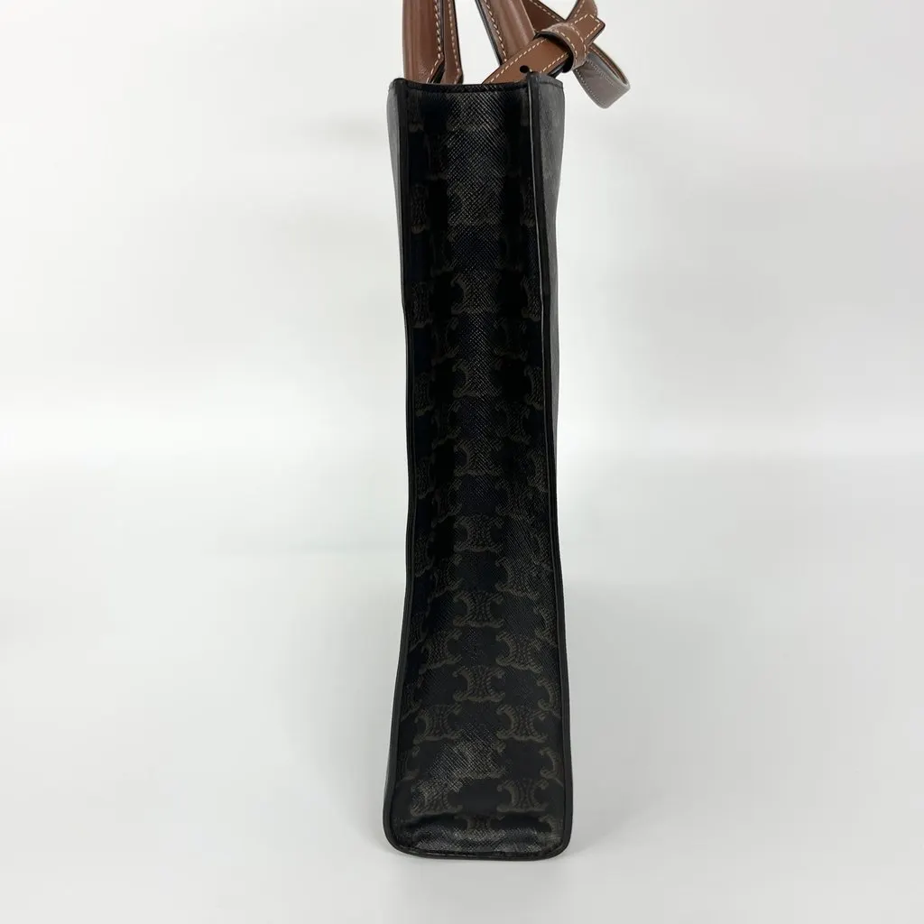 Celine Triomphe Canvas Small Vertical Cabas Bag Tan Brown Canvas Very good - Model View