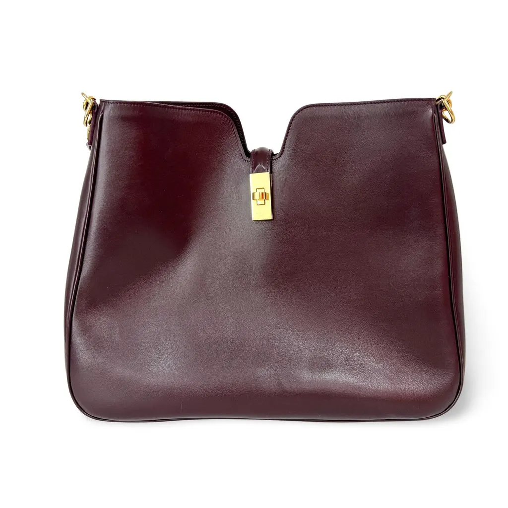 Celine Medium Soft 16 Camille Burgundy Burgundy Leather Good - Front View