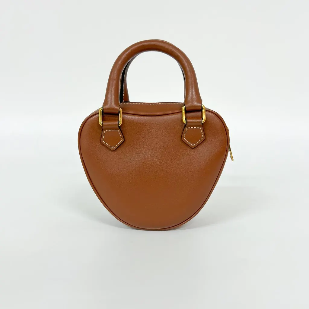 Celine Mini Heart Handle Bag Smooth Calfskin Tan Brown Leather Good - Inside View