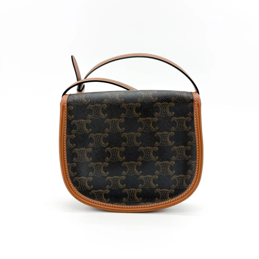 Celine Tin Besace Triomphe Canvas Tan MultiColor Canvas Very good - Back View