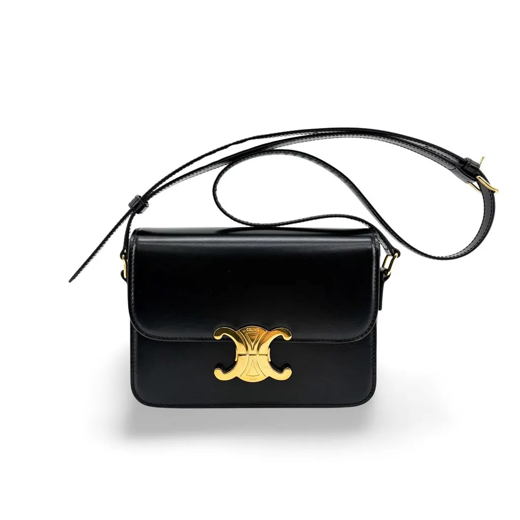 Celine Tin Trionf Bag Shiny Calfskin Black MultiColor Leather Very good - Front View