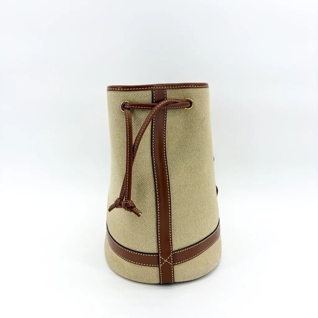 Celine Small Bucket Cure Triomphe Textile & Calfskin Natural Tan MultiColor Leather Fair - Box View