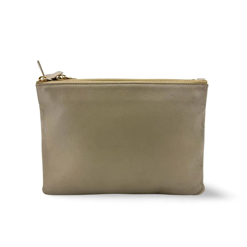Celine Trio Bag Large Grey Lambskin MultiColor Leather Good - Front View