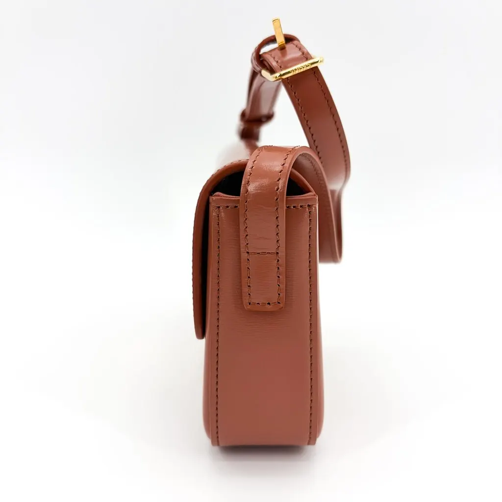Celine Classic Triomphe Bag Shiny Calfskin Tan Brown Leather Very good - Model View