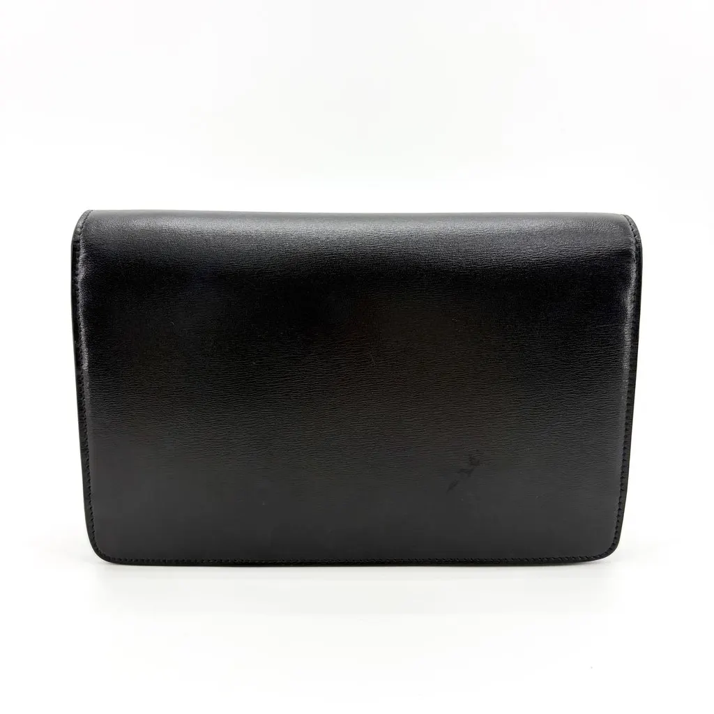 Celine Triomphe Shiny Calfskin Clutch Black Black Leather Very good - Inside View