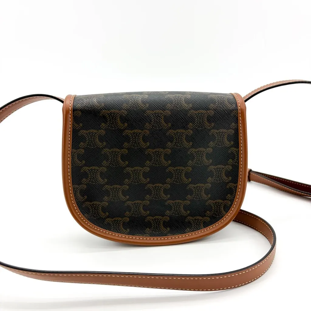 Celine Small Besace Triomphe Canvas & Calfskin Tan Black Canvas Very good - Inside View