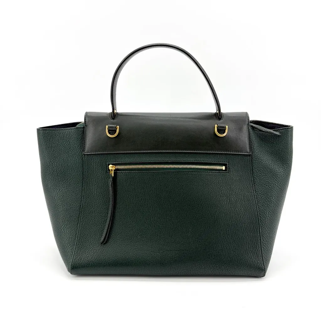 Celine Micro Belt Bag Amazon Green & Black Black Leather Good - Back View