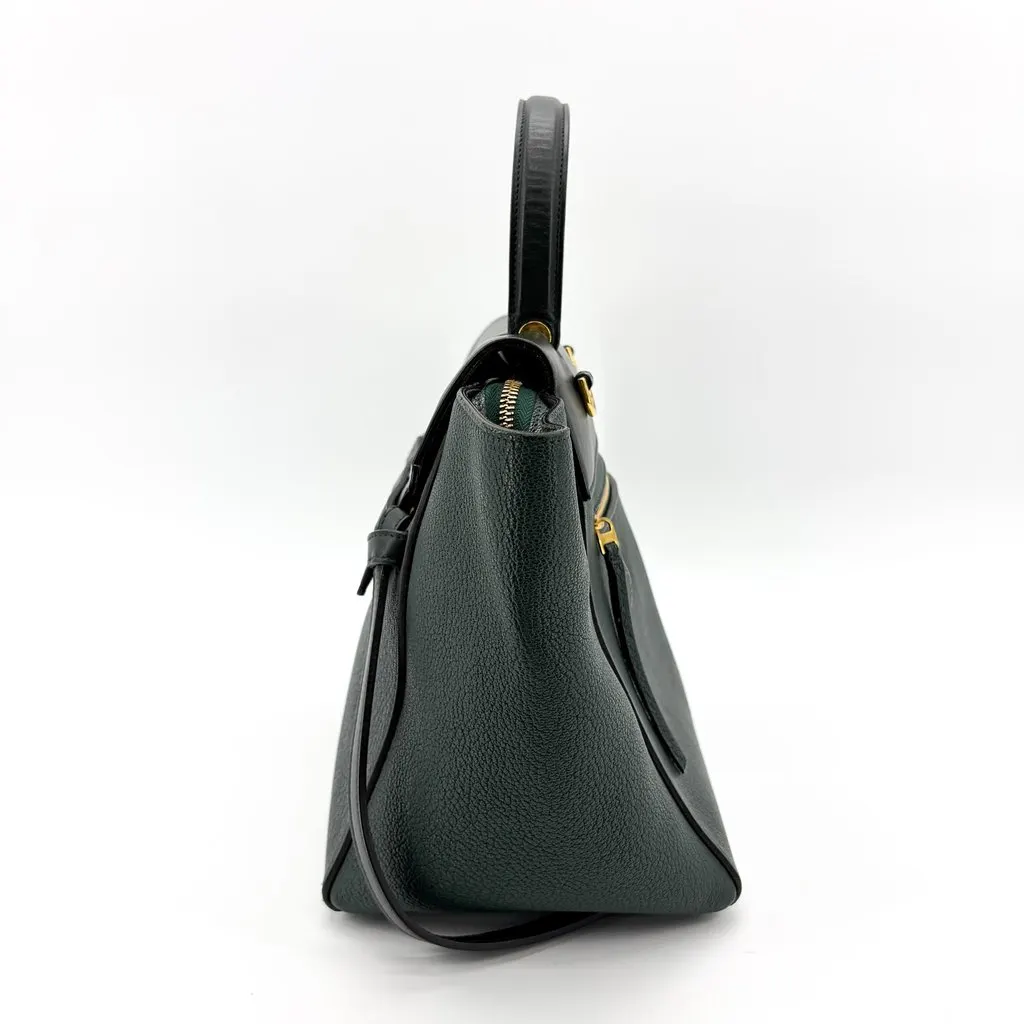Celine Micro Belt Bag Amazon Green & Black Black Leather Good - Inside View
