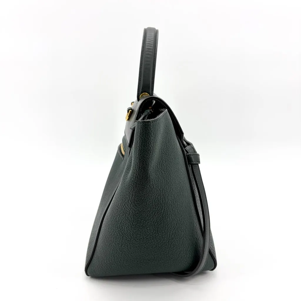 Celine Micro Belt Bag Amazon Green & Black Black Leather Good - Model View