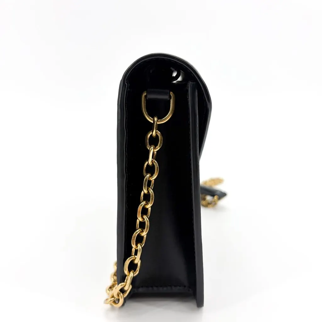 Celine Vintage Triomphe Leather Envelope Clutch Black Black Leather Very good - Box View