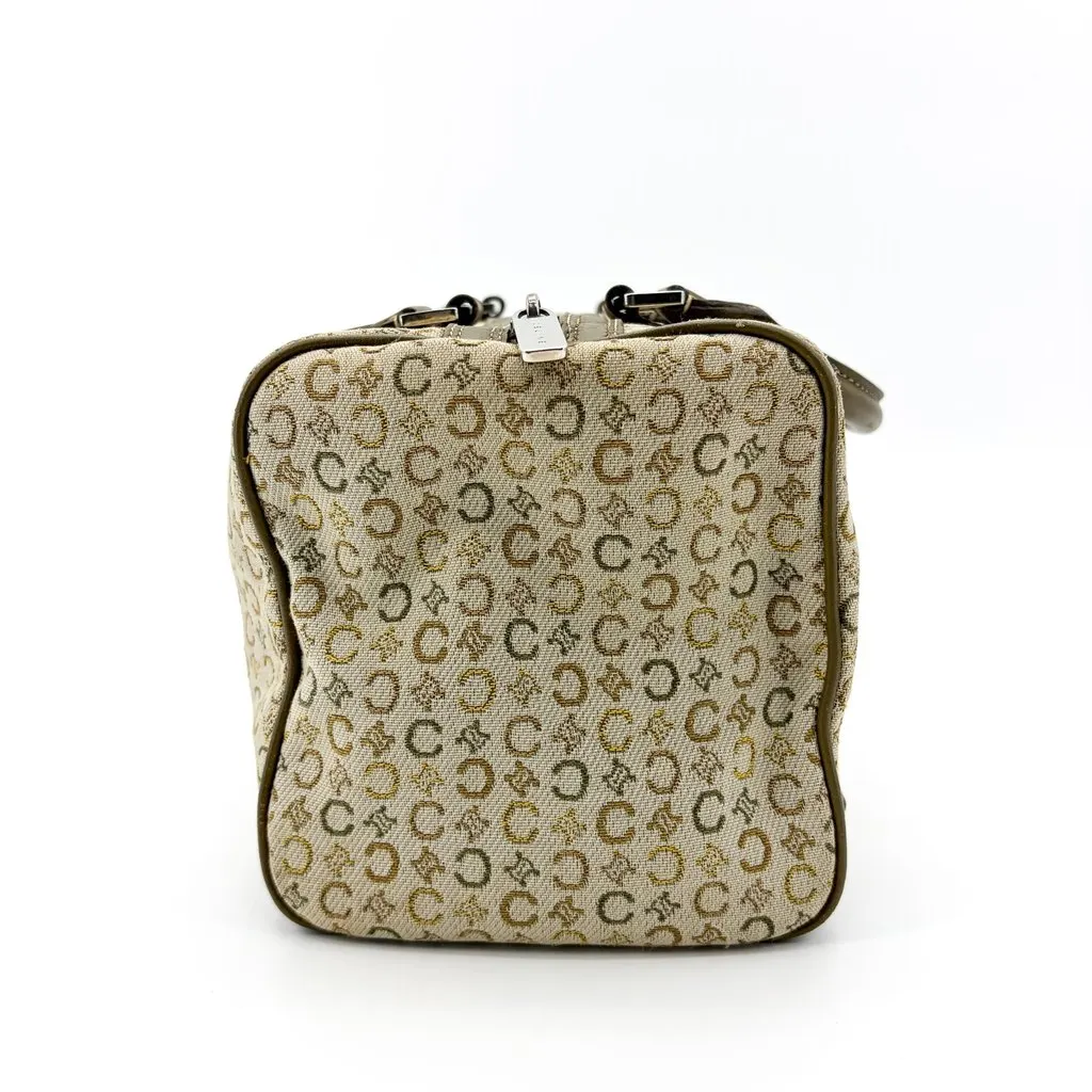 Celine Macadam Jacquard Boston Bag Brown Beige Canvas Good - Inside View