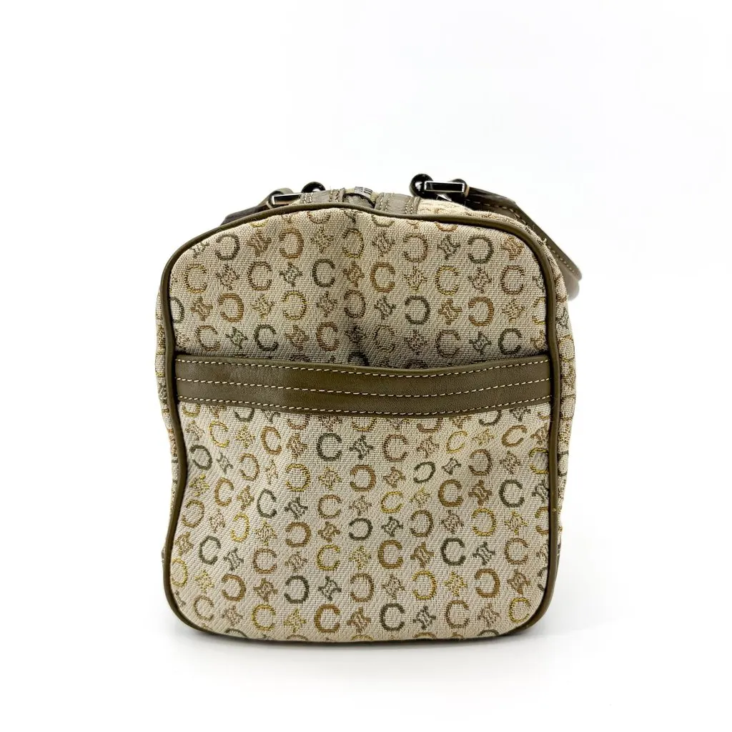 Celine Macadam Jacquard Boston Bag Brown Beige Canvas Good - Model View