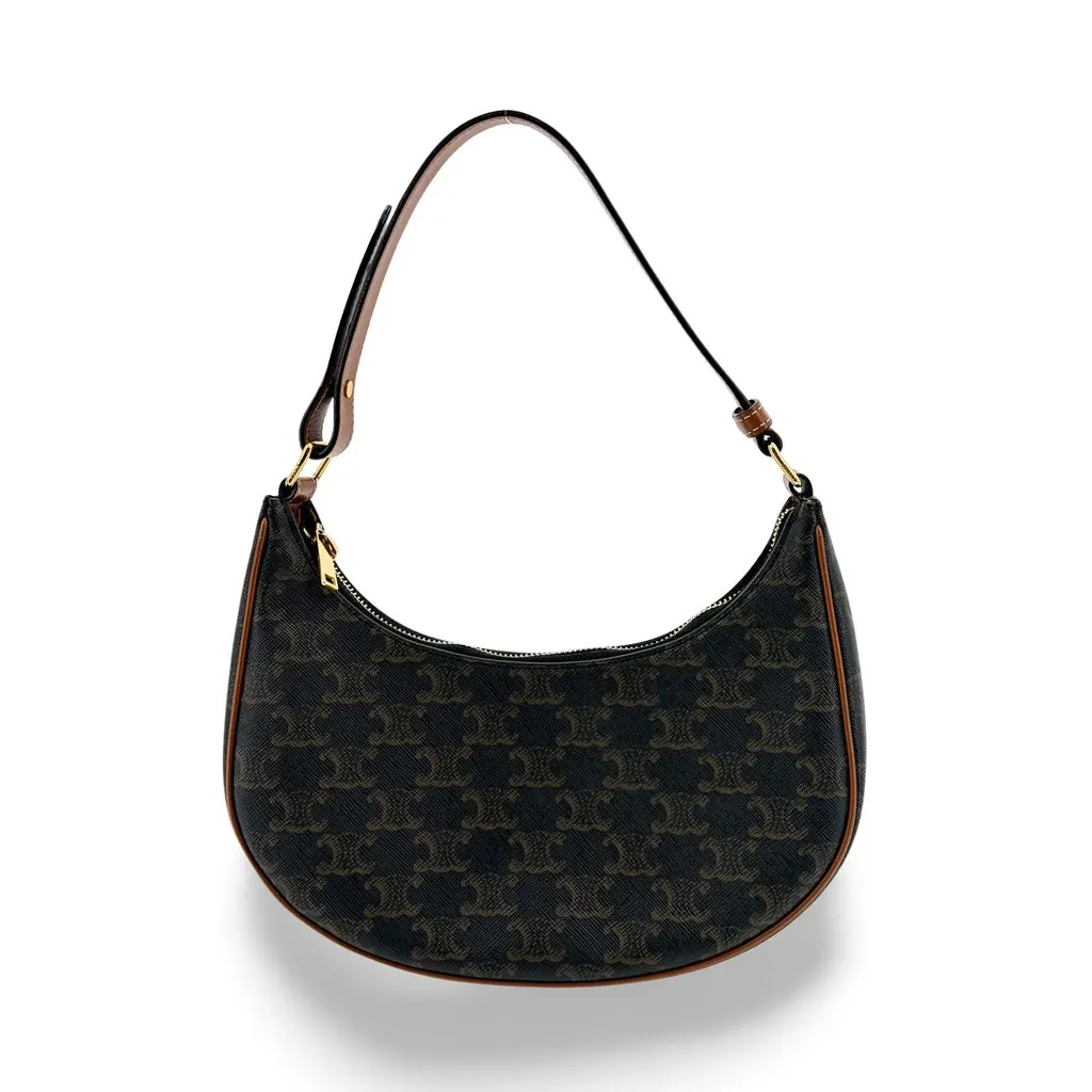 Celine Medium Ava Bag Triomphe Canvas Tan Black Canvas Very good - Front View
