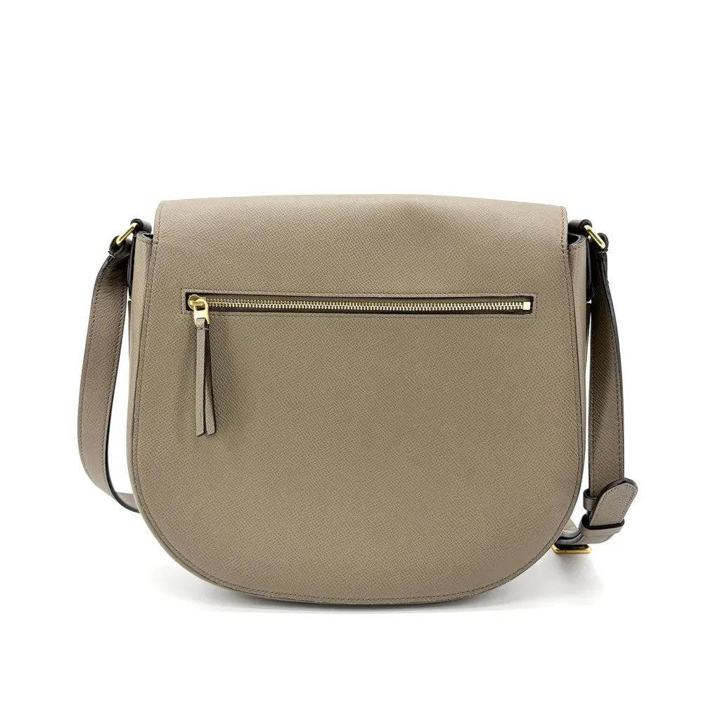 Celine Medium Trotter Shoulder Bag Grained Calfskin Taupe MultiColor Leather Good - Back View