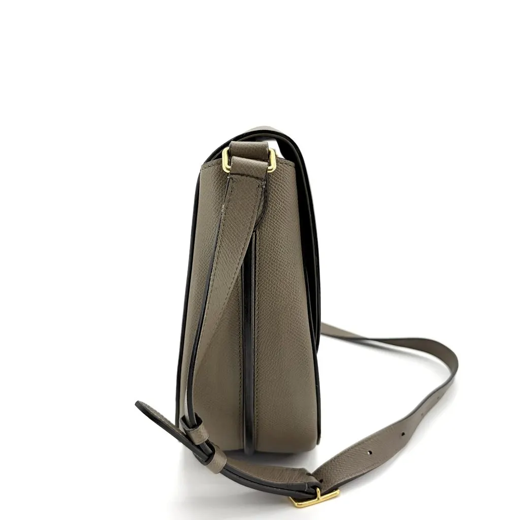 Celine Medium Trotter Shoulder Bag Grained Calfskin Taupe MultiColor Leather Good - Model View