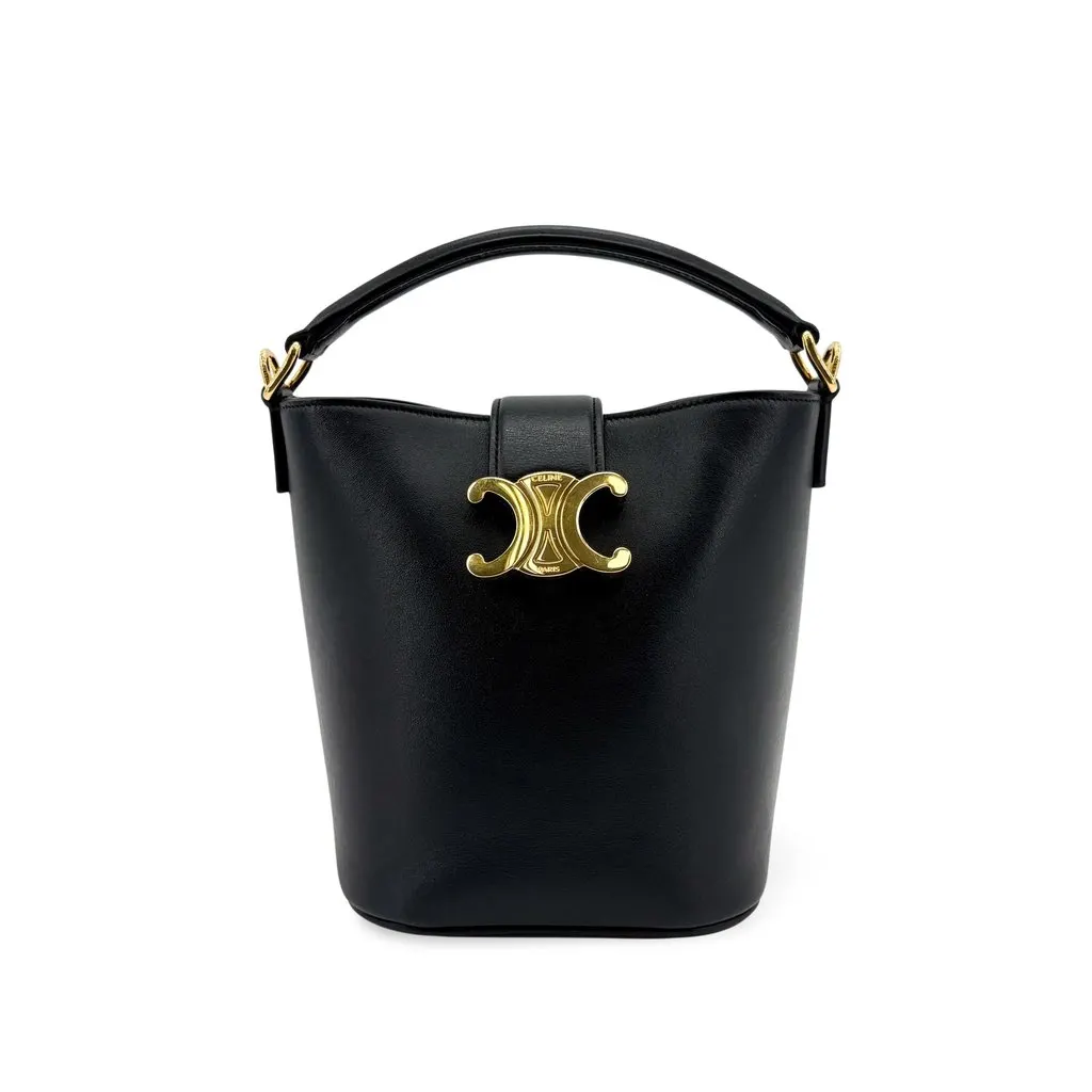 Celine Small Bucket Trionf Shiny Calfskin Black Black Leather Very good - Front View