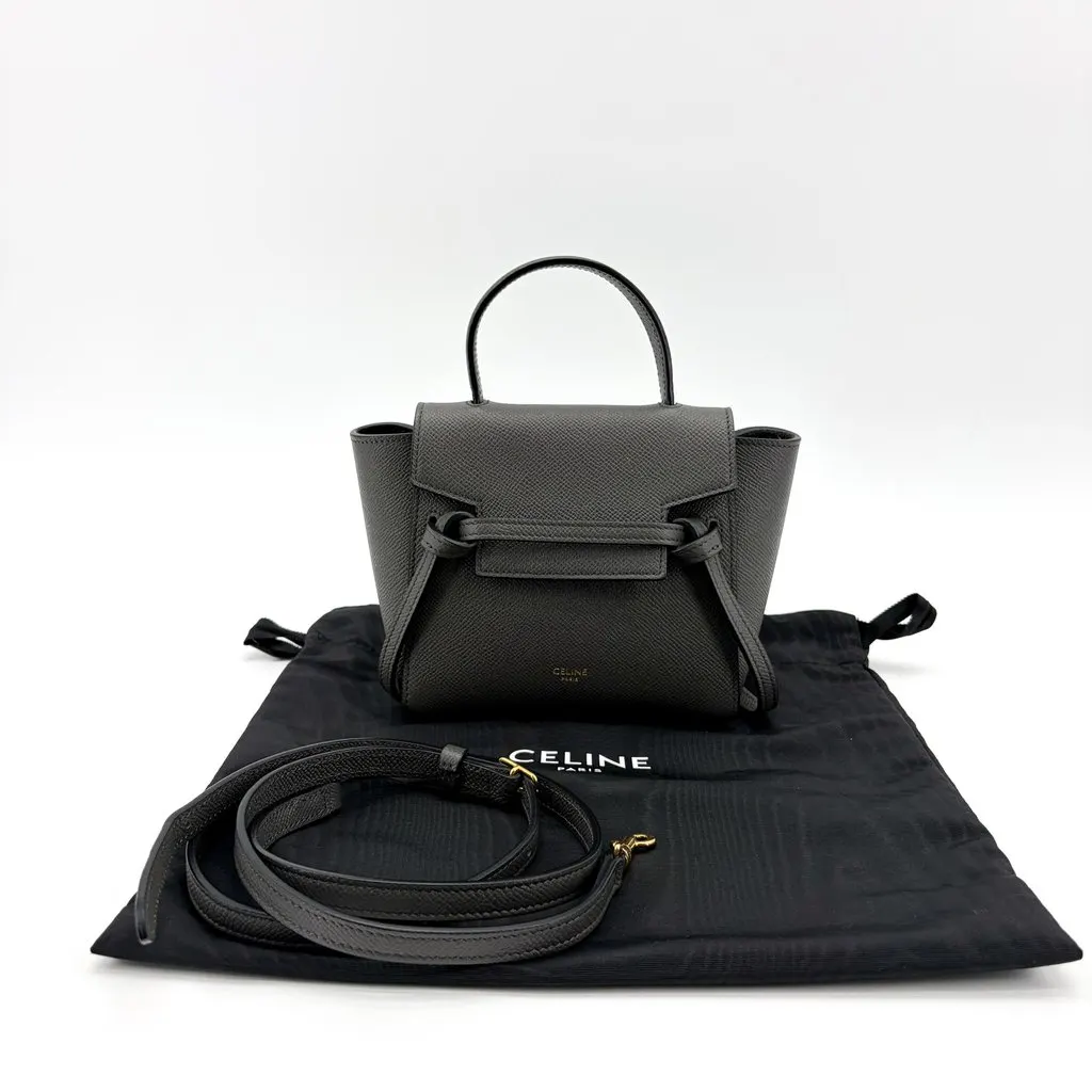 Celine Pico Belt Bag Grained Calfskin Grey MultiColor Leather Very good - Back View