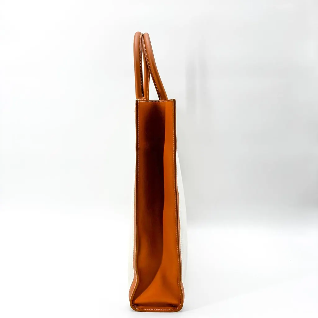 Celine Small Vertical Cabas in Canvas and Calfskin Natural Tan Brown Canvas Good - Inside View