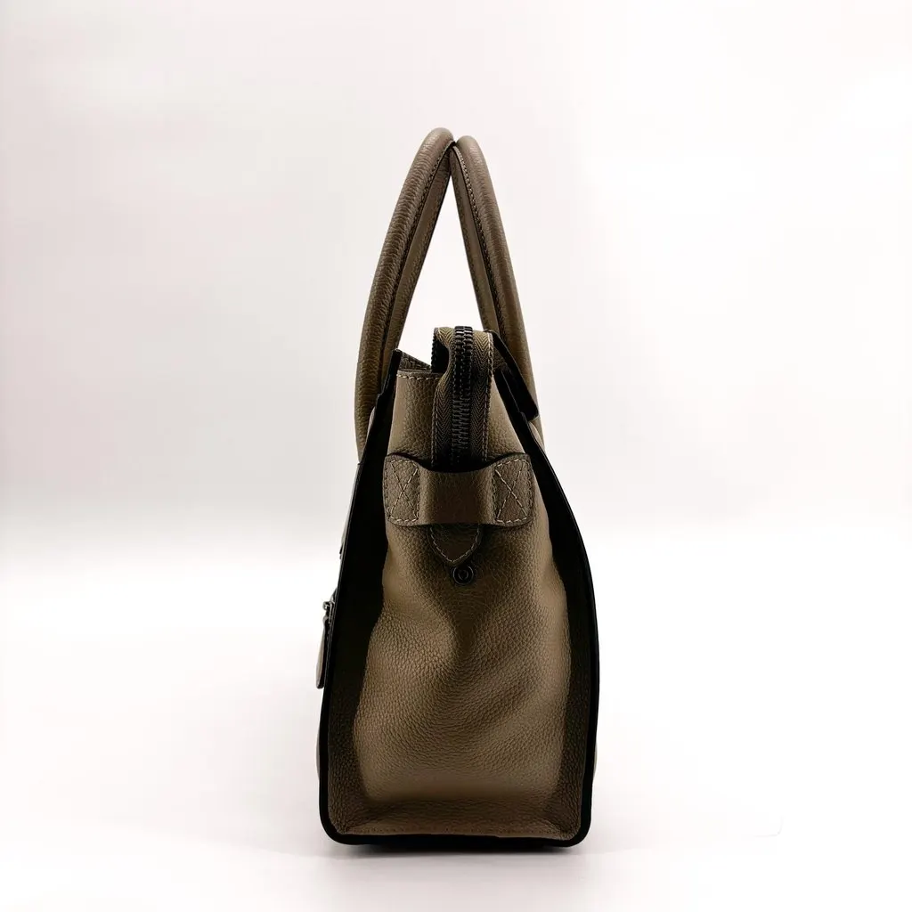 Celine Micro Luggage Bag in Drummed Calfskin Dune Beige Leather Very good - Model View