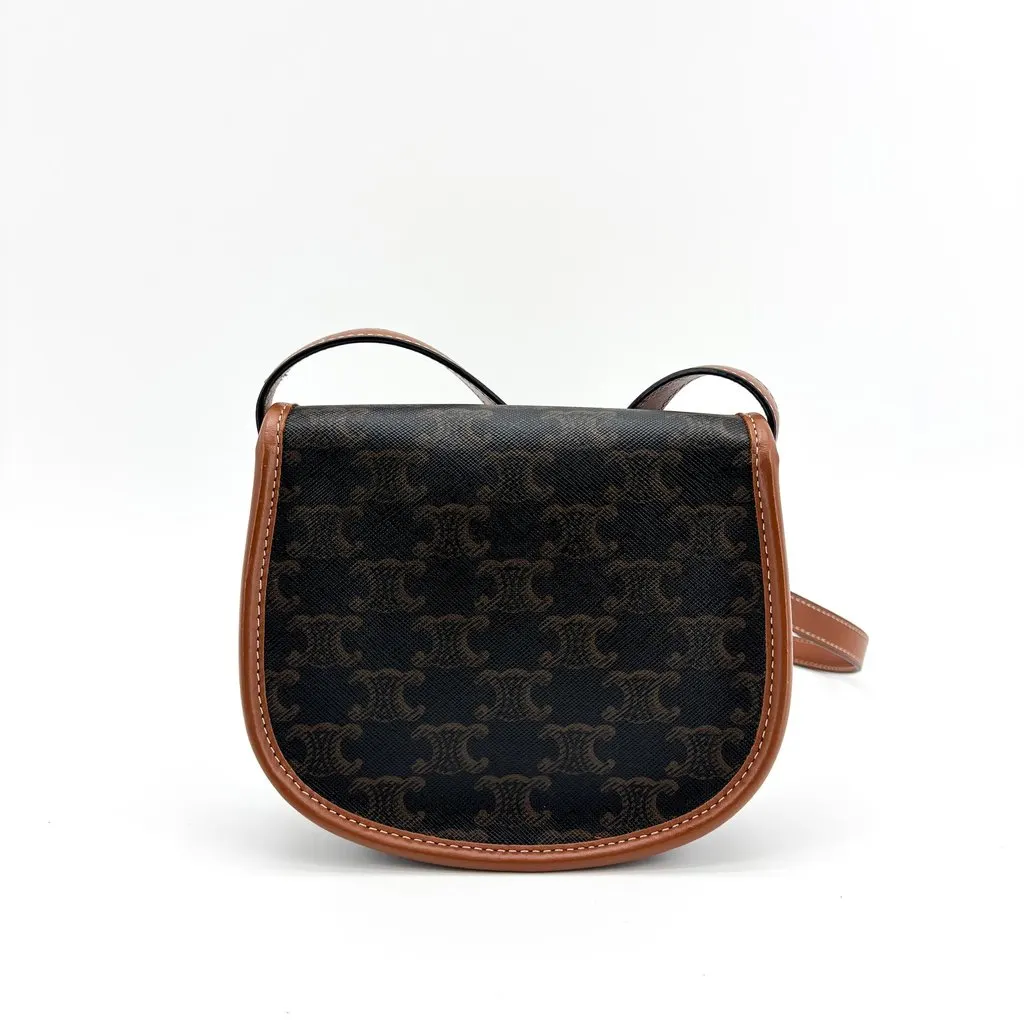Celine Triomphe Canvas Teen Besace Bag Tan Black Canvas Very good - Inside View