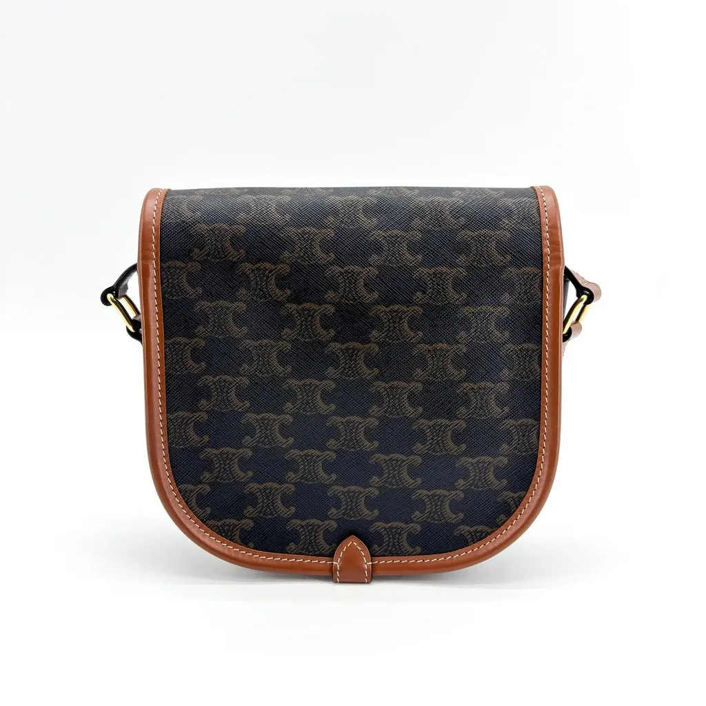 Celine Triomphe Canvas Medium Folco Bag Tan Black Canvas Very good - Inside View