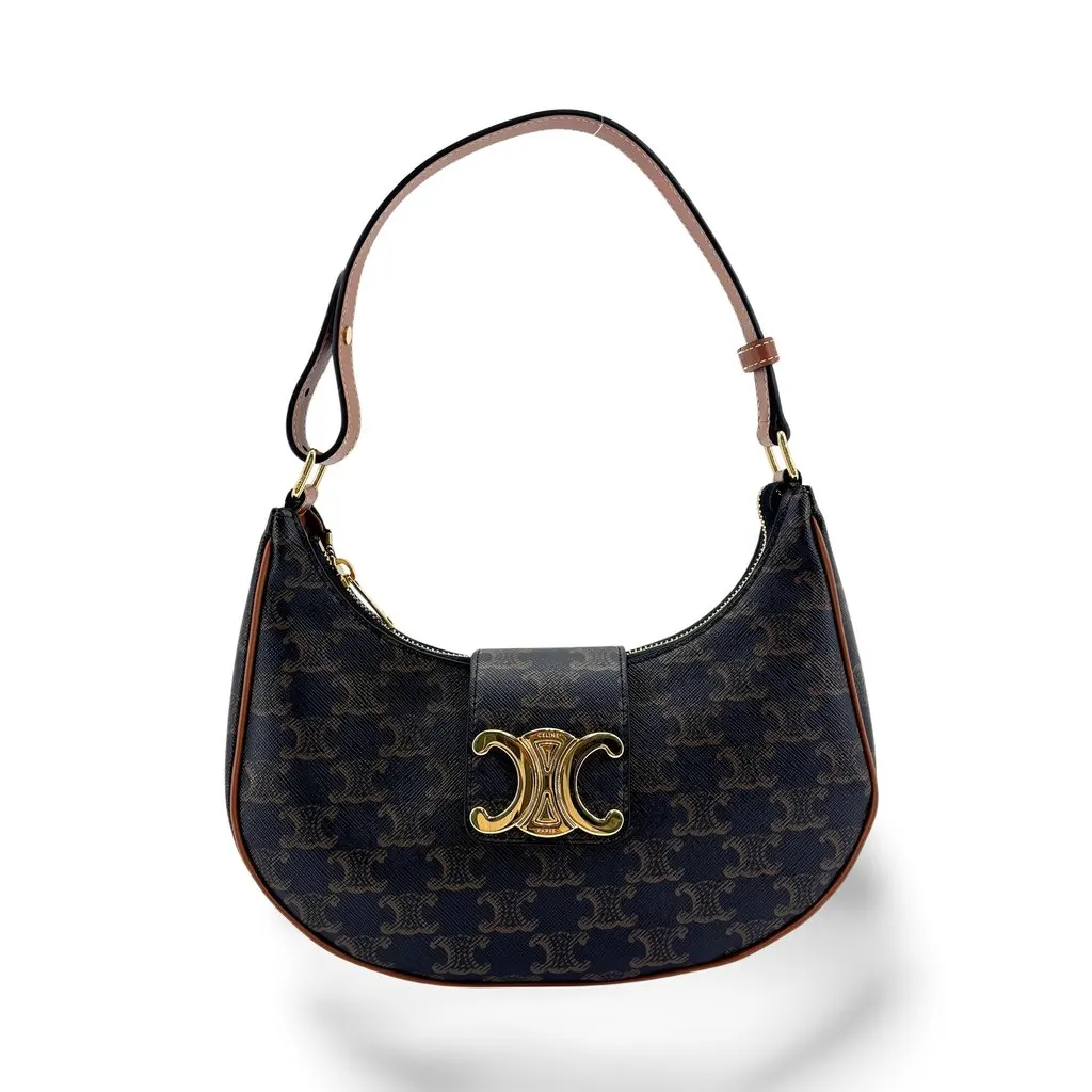 Celine Triomphe Canvas Ava Triomphe Bag Tan Black Canvas Very good - Front View