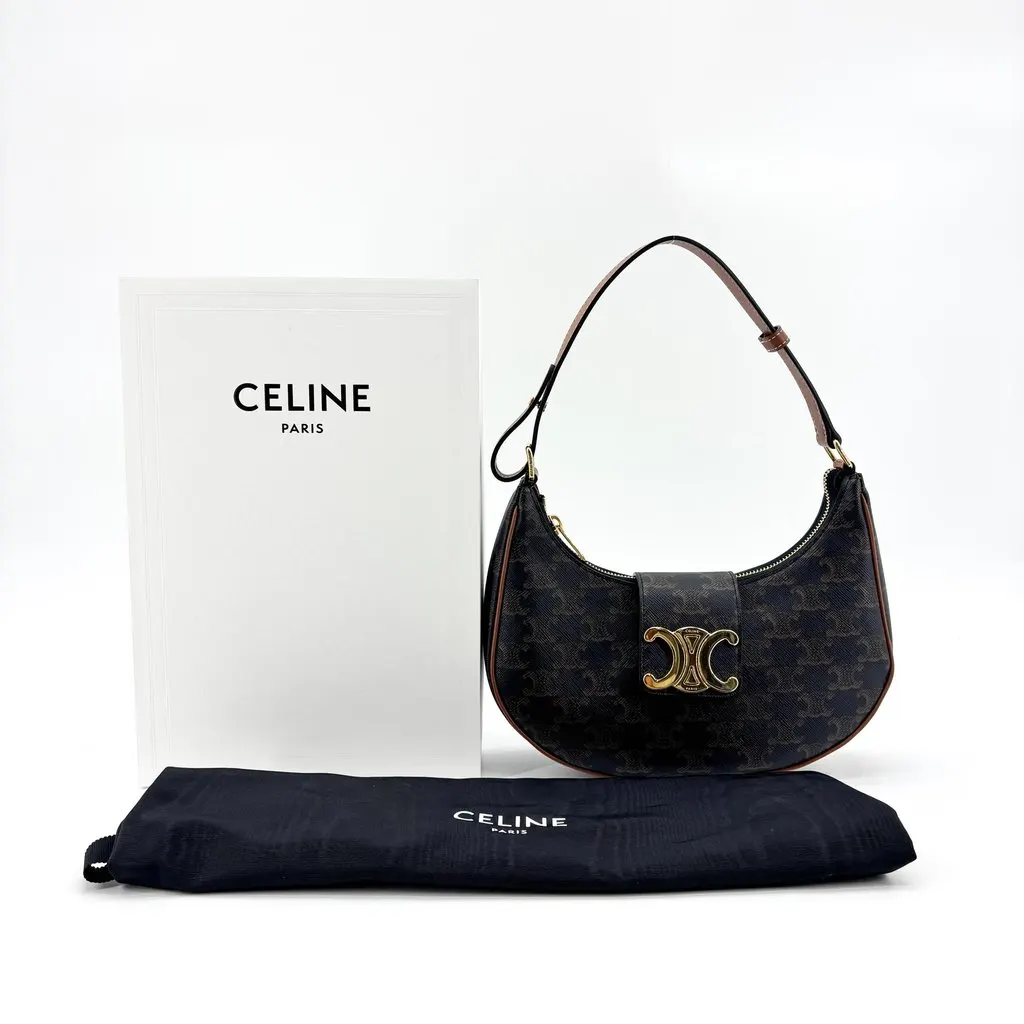 Celine Triomphe Canvas Ava Triomphe Bag Tan Black Canvas Very good - Back View