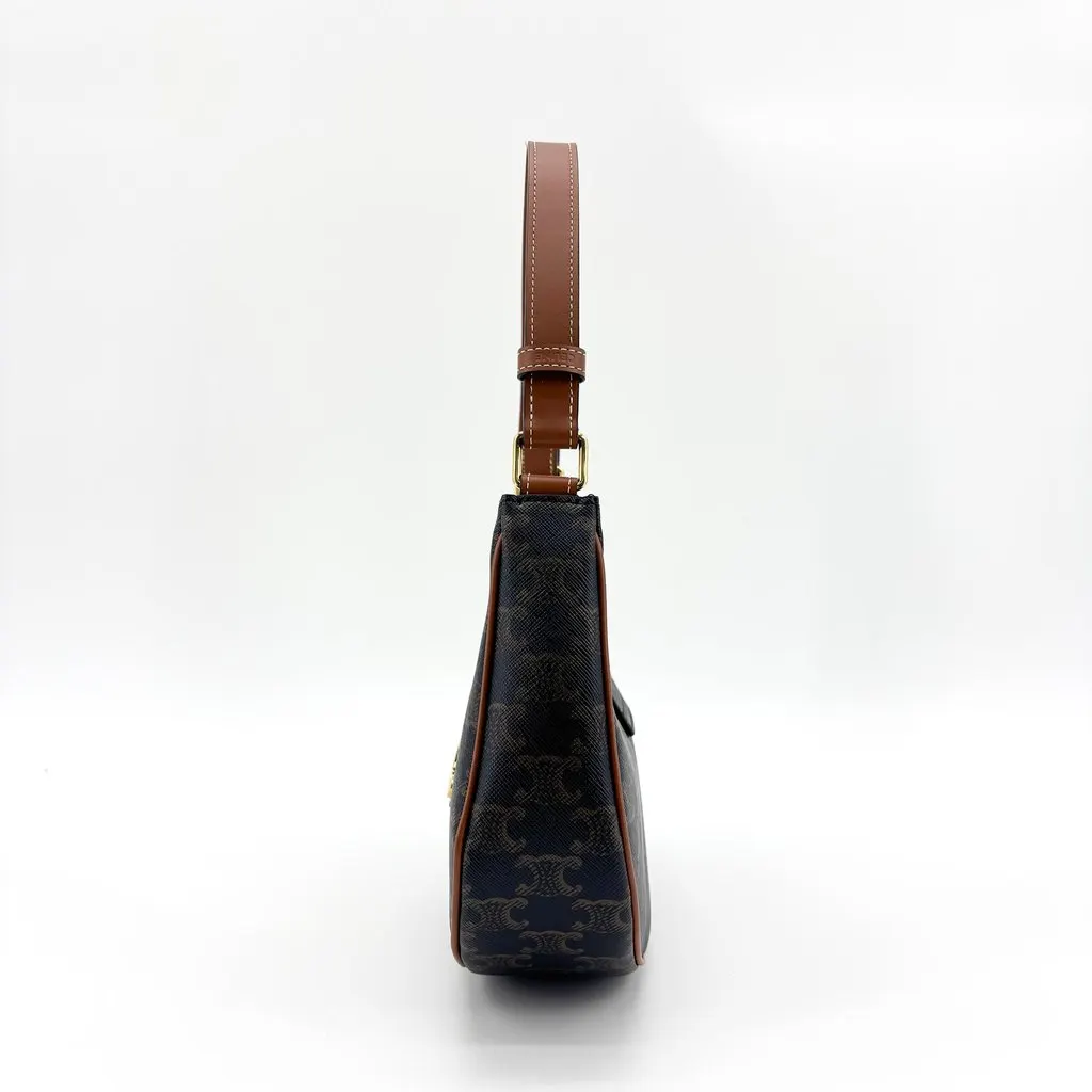 Celine Triomphe Canvas Ava Triomphe Bag Tan Black Canvas Very good - Model View