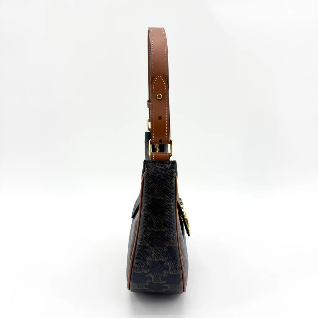Celine Triomphe Canvas Ava Triomphe Bag Tan Black Canvas Very good - Box View