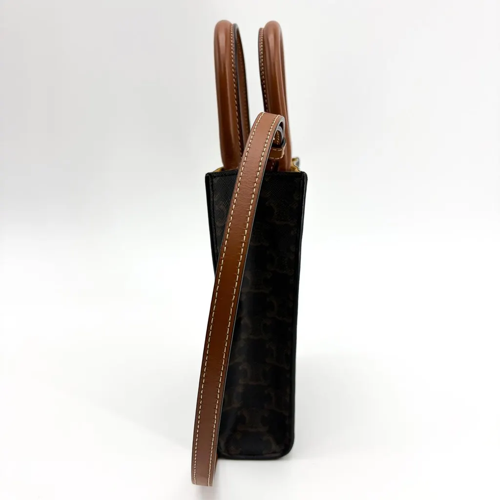 Celine Mini Vertical Cabas Triomphe Canvas Tan Black Canvas Very good - Inside View