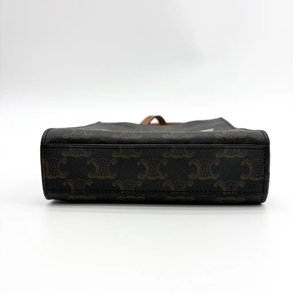 Celine Mini Vertical Cabas Triomphe Canvas Tan Black Canvas Very good - Box View