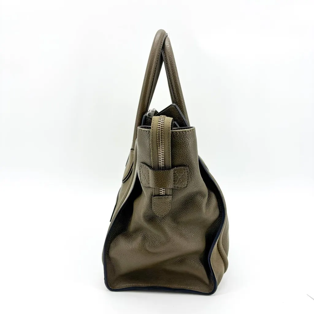 Celine Drummed Calfskin Micro Luggage Bag Khaki Khaki Leather Good - Inside View