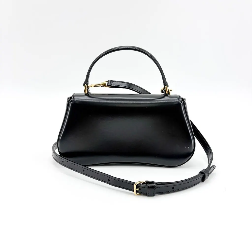 Celine Shiny Calfskin Top Handle Claude Bag Black Black Leather Very good - Inside View
