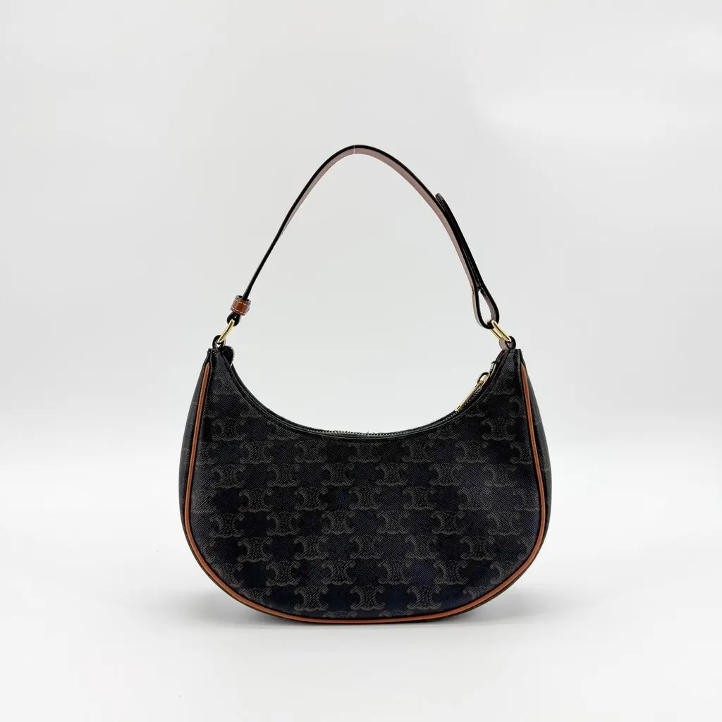 Celine Triomphe Canvas Ava Bag Tan Black Canvas Good - Inside View