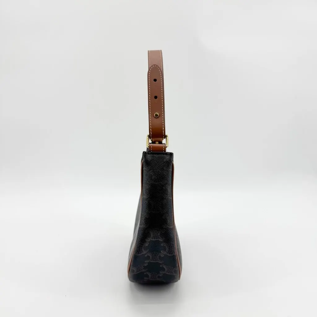 Celine Triomphe Canvas Ava Bag Tan Black Canvas Good - Model View