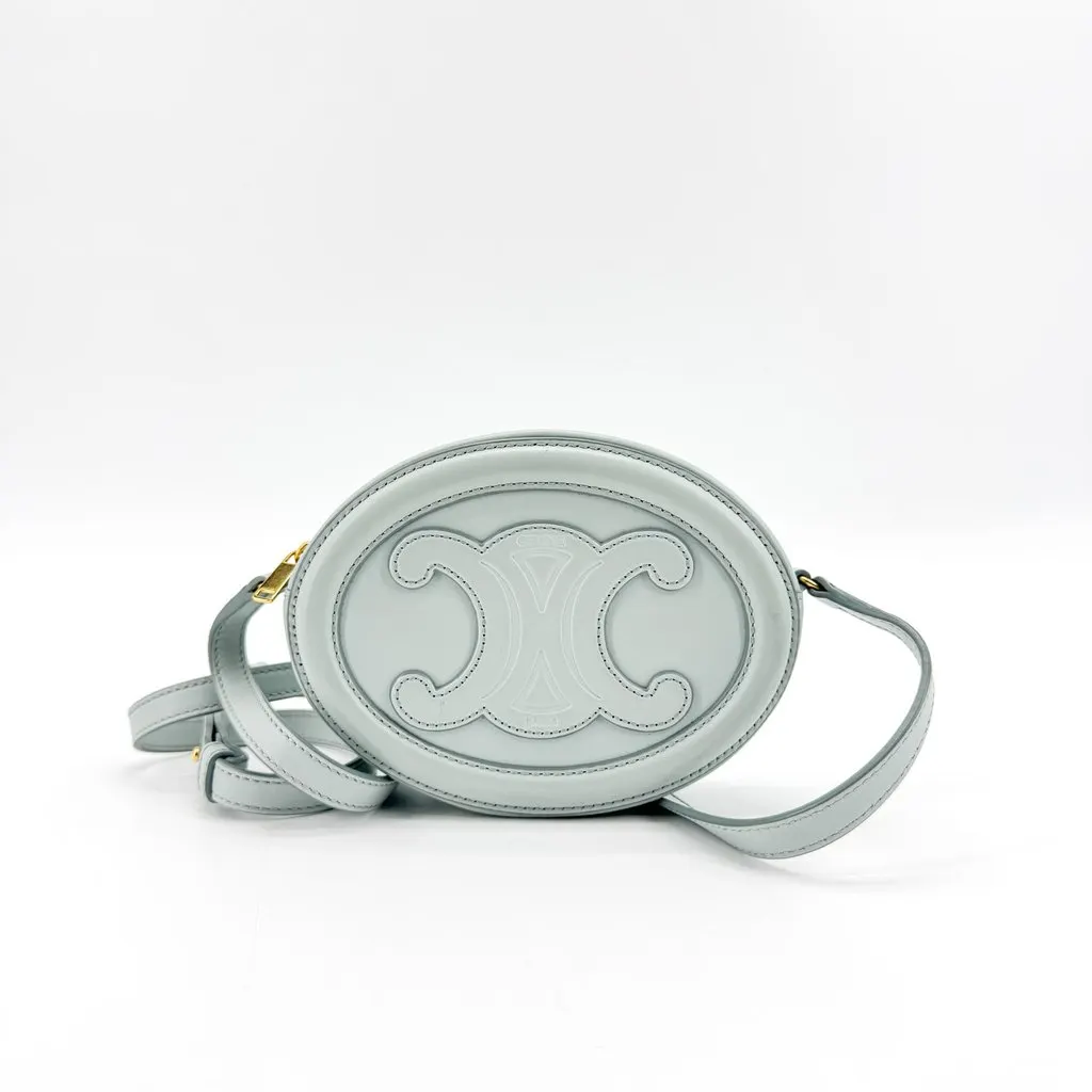Celine Oval Bag in Cuir Triomphe Smooth Calfskin Soft Blue Blue Leather Good - Inside View