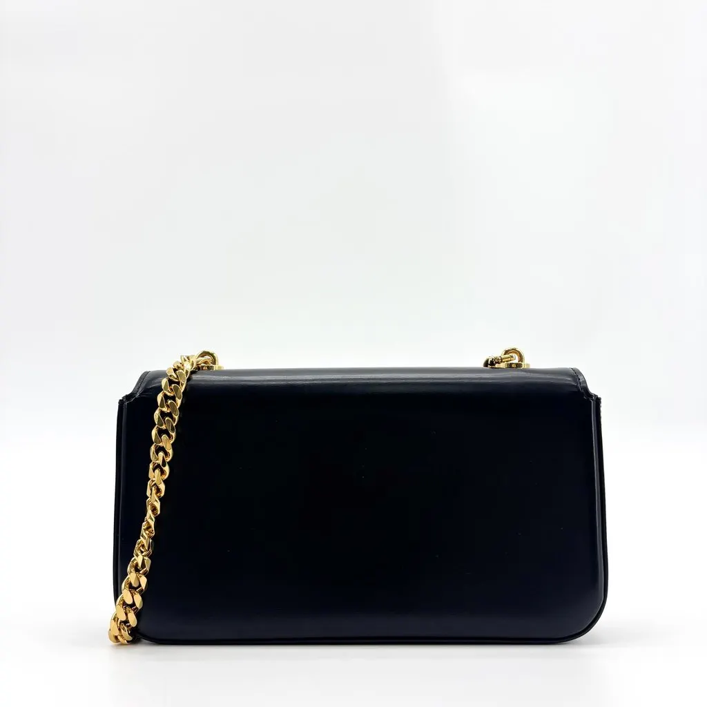Celine Chain Triomphe Bag in Shiny Calfskin Black Black Leather Very good - Inside View