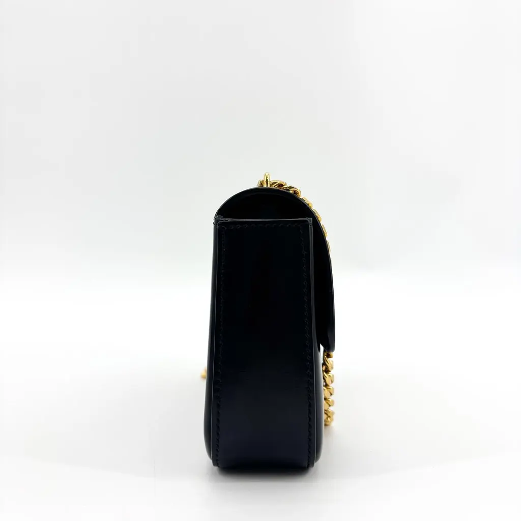Celine Chain Triomphe Bag in Shiny Calfskin Black Black Leather Very good - Box View