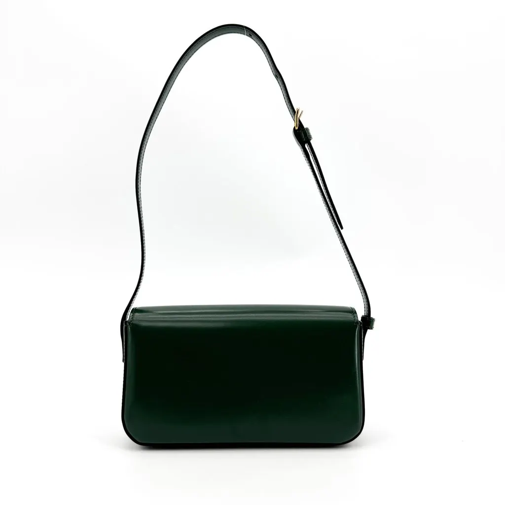 Celine Shoulder Bag Triomphe in Shiny Calfskin Green Gold Leather Very good - Inside View