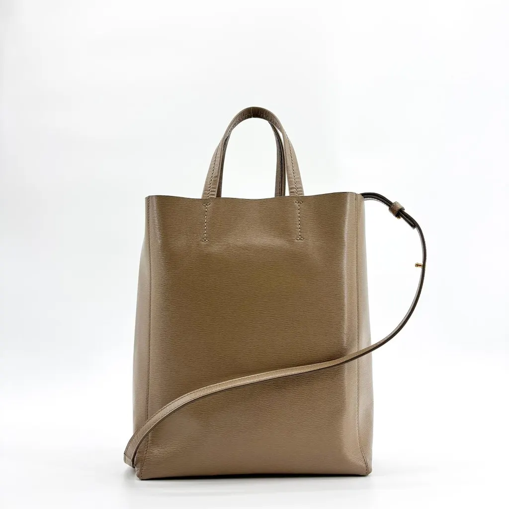 Celine Small Vertical Cabas Grained Calfskin Taupe Beige Leather Good - Inside View