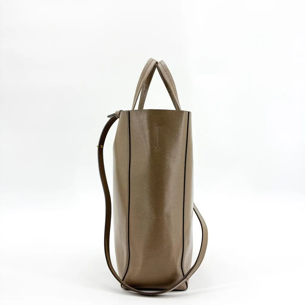 Celine Small Vertical Cabas Grained Calfskin Taupe Beige Leather Good - Model View