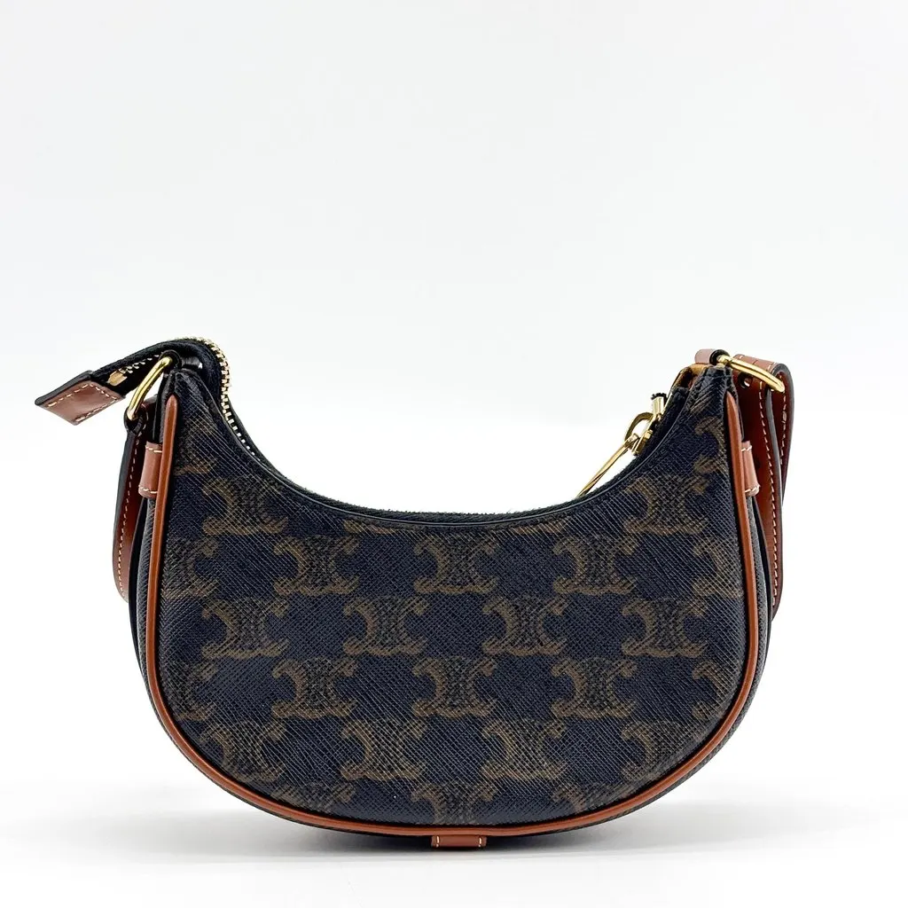 Celine Mini Ava Bag in Triomphe Canvas Tan Black Canvas Very good - Back View
