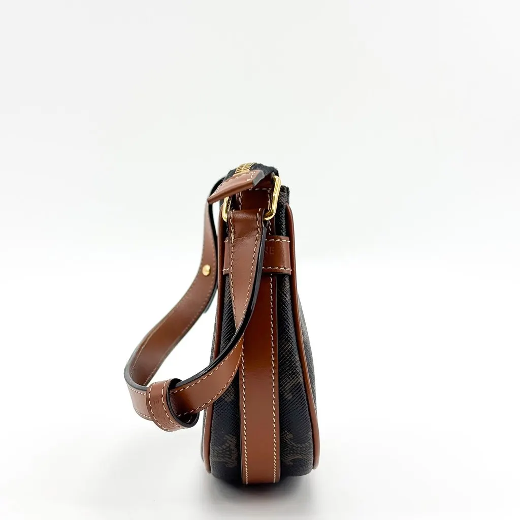 Celine Mini Ava Bag in Triomphe Canvas Tan Black Canvas Very good - Inside View
