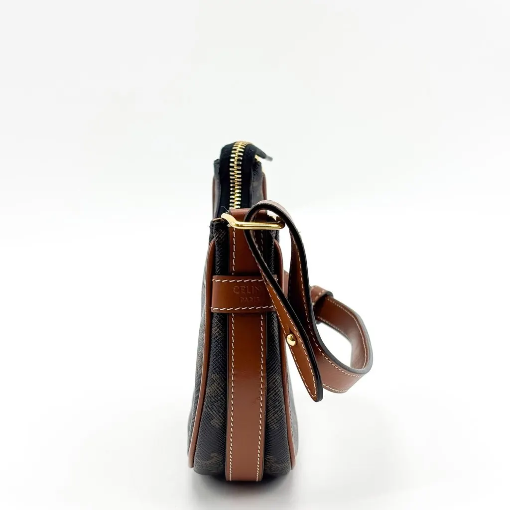 Celine Mini Ava Bag in Triomphe Canvas Tan Black Canvas Very good - Model View