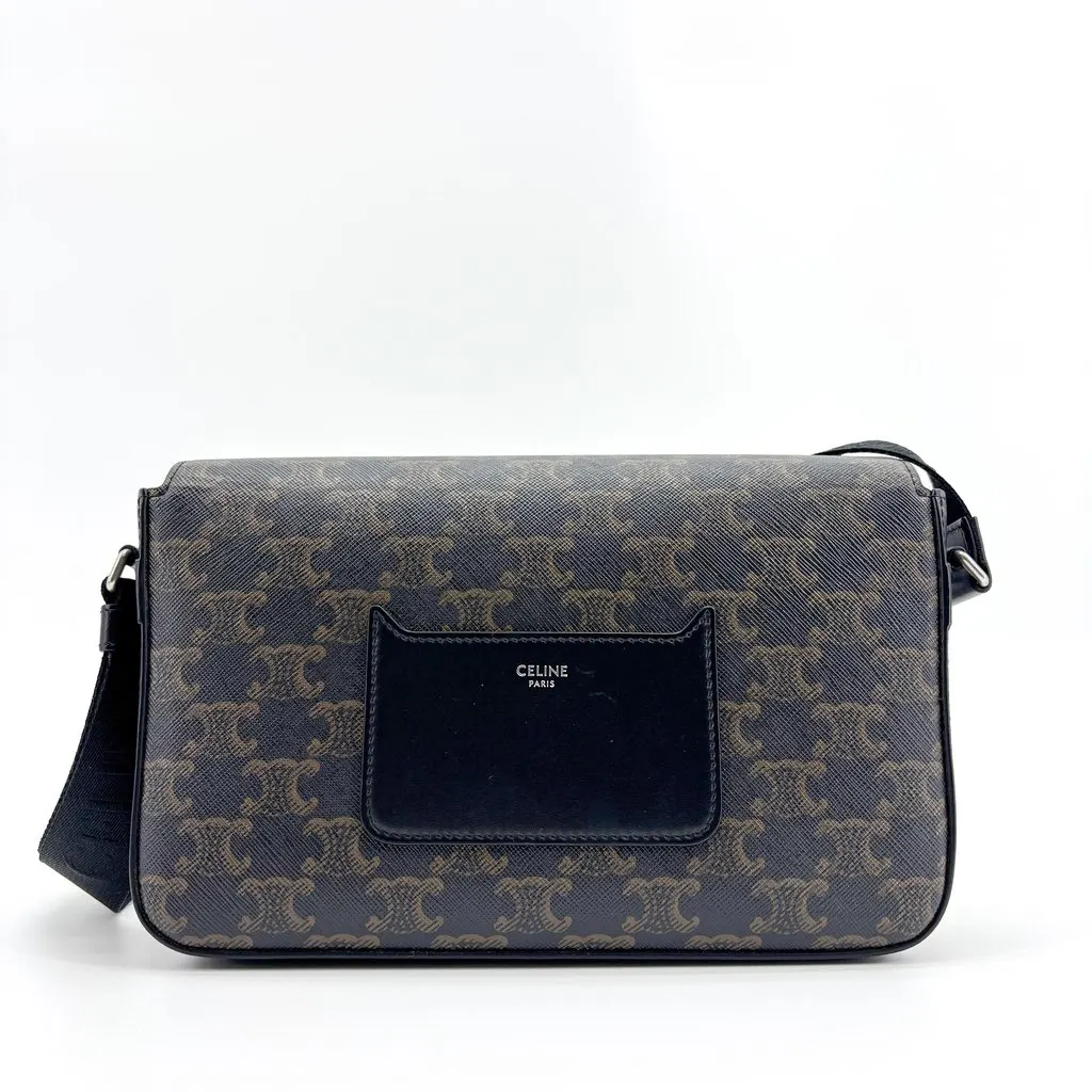 Celine Medium Messenger Bag in Triomphe Canvas Black Canvas Very good - Inside View