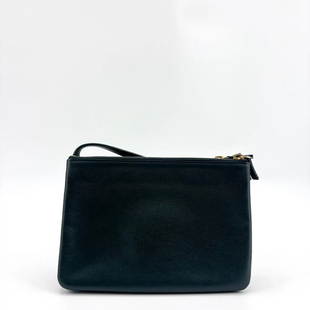 Celine Trio Bag Small Dark Green Gold Hardware Green Leather Very good - Inside View