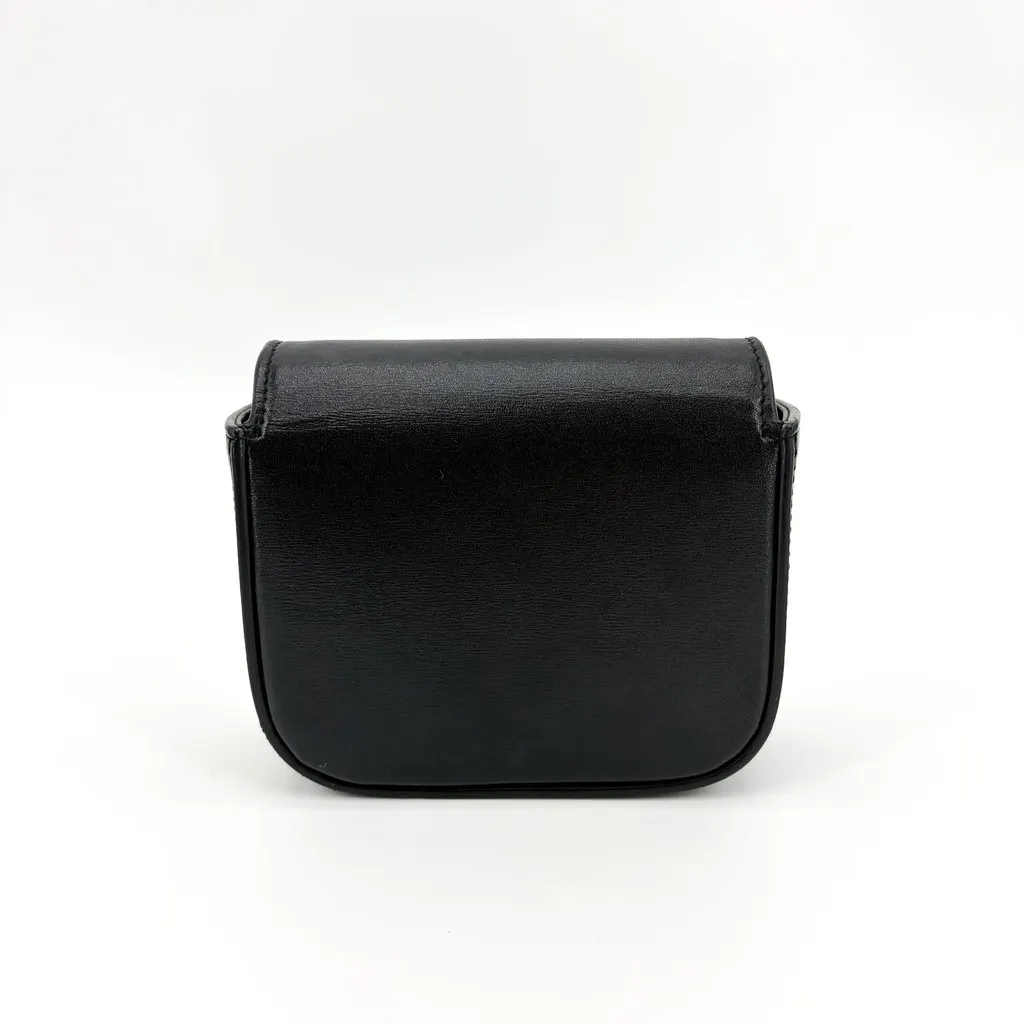 Celine Shiny Calfskin Mini Triomphe Shoulder Bag Black Gold Black Leather Very good - Model View