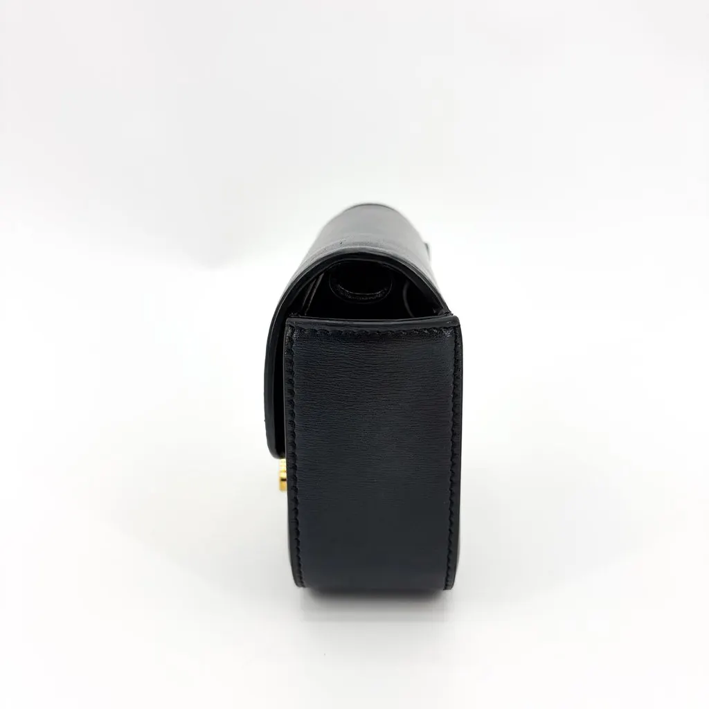 Celine Shiny Calfskin Mini Triomphe Shoulder Bag Black Gold Black Leather Very good - Box View