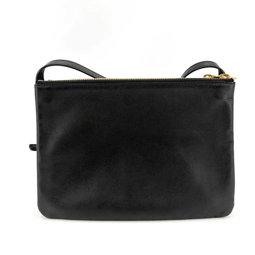 Celine Large Trio Smooth Lambskin Bag Black Black Leather Good - Inside View
