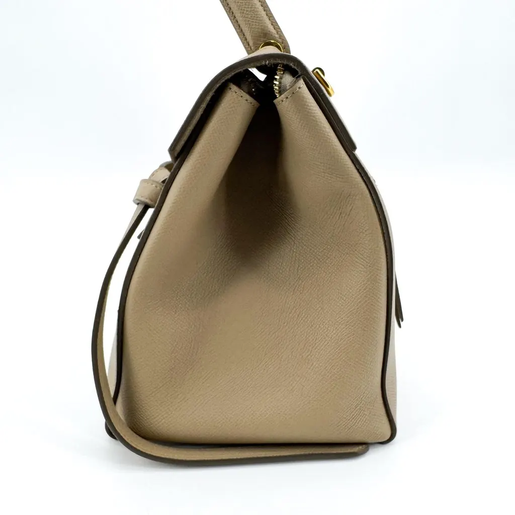 Celine Micro Belt Bag in Grained Calfskin Taupe Beige Leather Good - Model View
